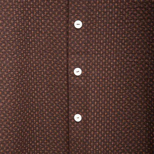 Merely Made Merely Sashiko Printed Oversized Short Sleeve Shirts Hickory Brown 24244SH Degli Uberti